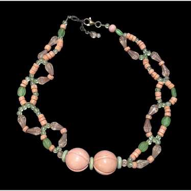 Other Vintage Pink Beaded Necklace - image 1