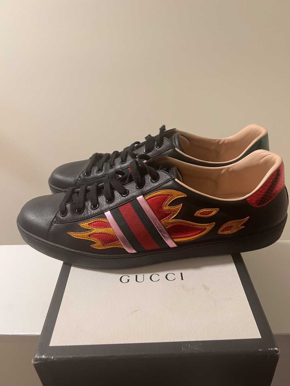 Gucci Gucci Ace Embroidered Flame Black - image 9