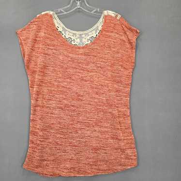 Notations Women Shirt Size XL Orange Knit Preppy … - image 1