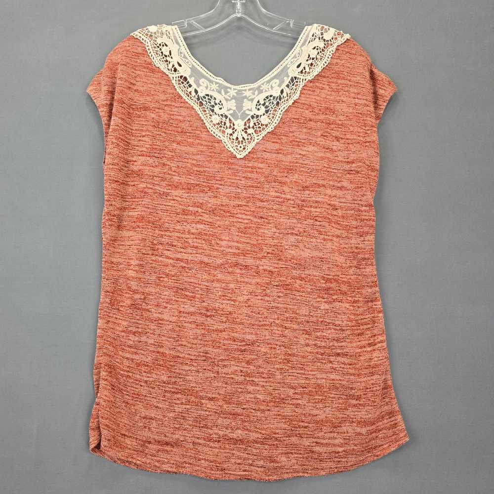 Notations Women Shirt Size XL Orange Knit Preppy … - image 2