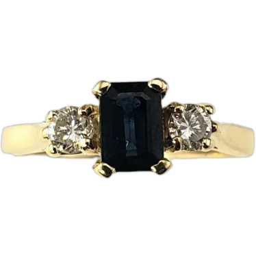 14 Karat Yellow Gold Sapphire and Diamond Ring Siz