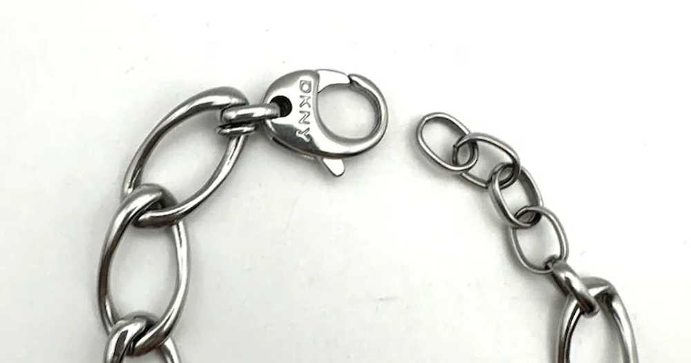 DKNY signed Key to My Heart Silvertone Charm Brac… - image 5