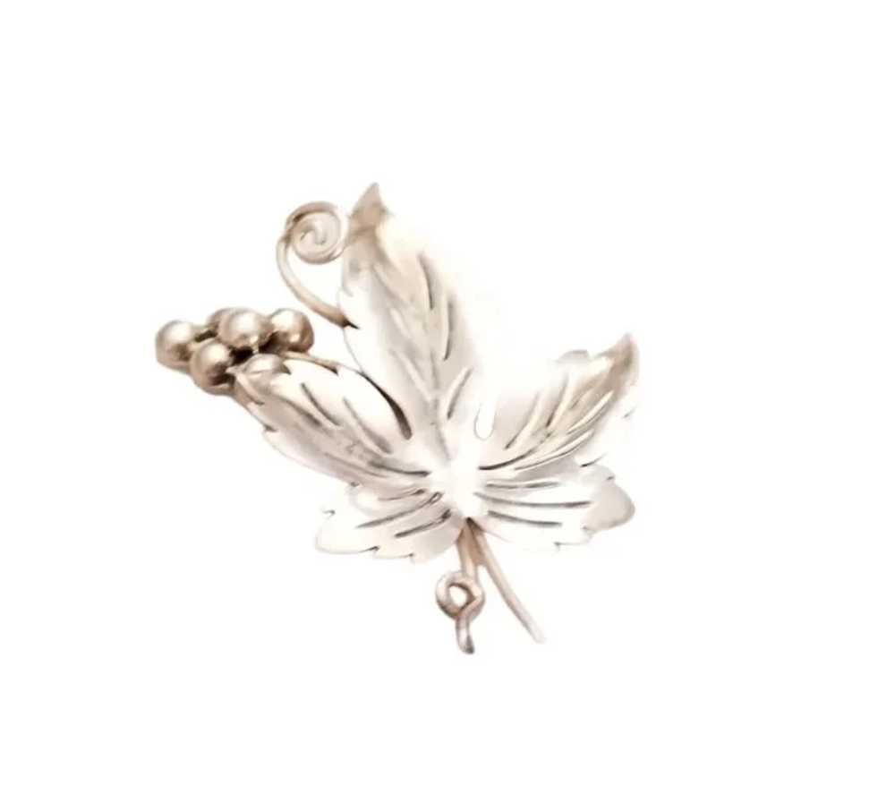 Mexico Sterling Silver Grape Cluster Leaf Vine Br… - image 5