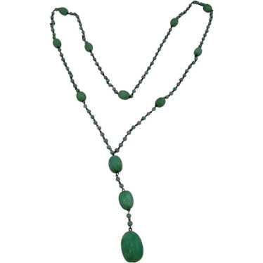 Vintage Venetian Beaded Y Necklace (A4687) - image 1