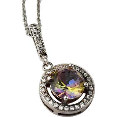 VIVAH Sterling Mystic Topaz Cubic Zirconia Pendan… - image 1