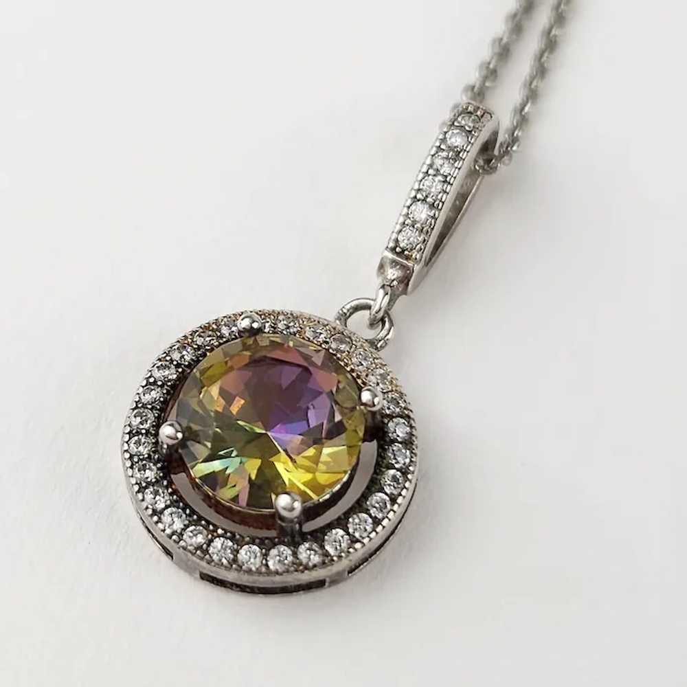 VIVAH Sterling Mystic Topaz Cubic Zirconia Pendan… - image 2