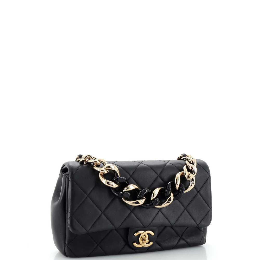 CHANEL Resin Elegant Chain Flap Bag Quilted Lambs… - image 3