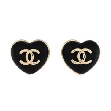 CHANEL CC Heart Stud Earrings - image 1