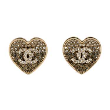 CHANEL CC Heart Stud Earrings