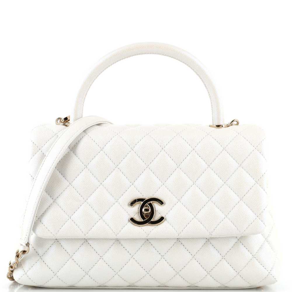 CHANEL Coco Top Handle Bag Quilted Iridescent Cav… - image 1