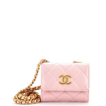 CHANEL Trendy CC Card Holder on Chain Quilted Lamb