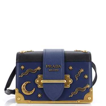 PRADA Cahier Crossbody Bag Embellished Leather Sma