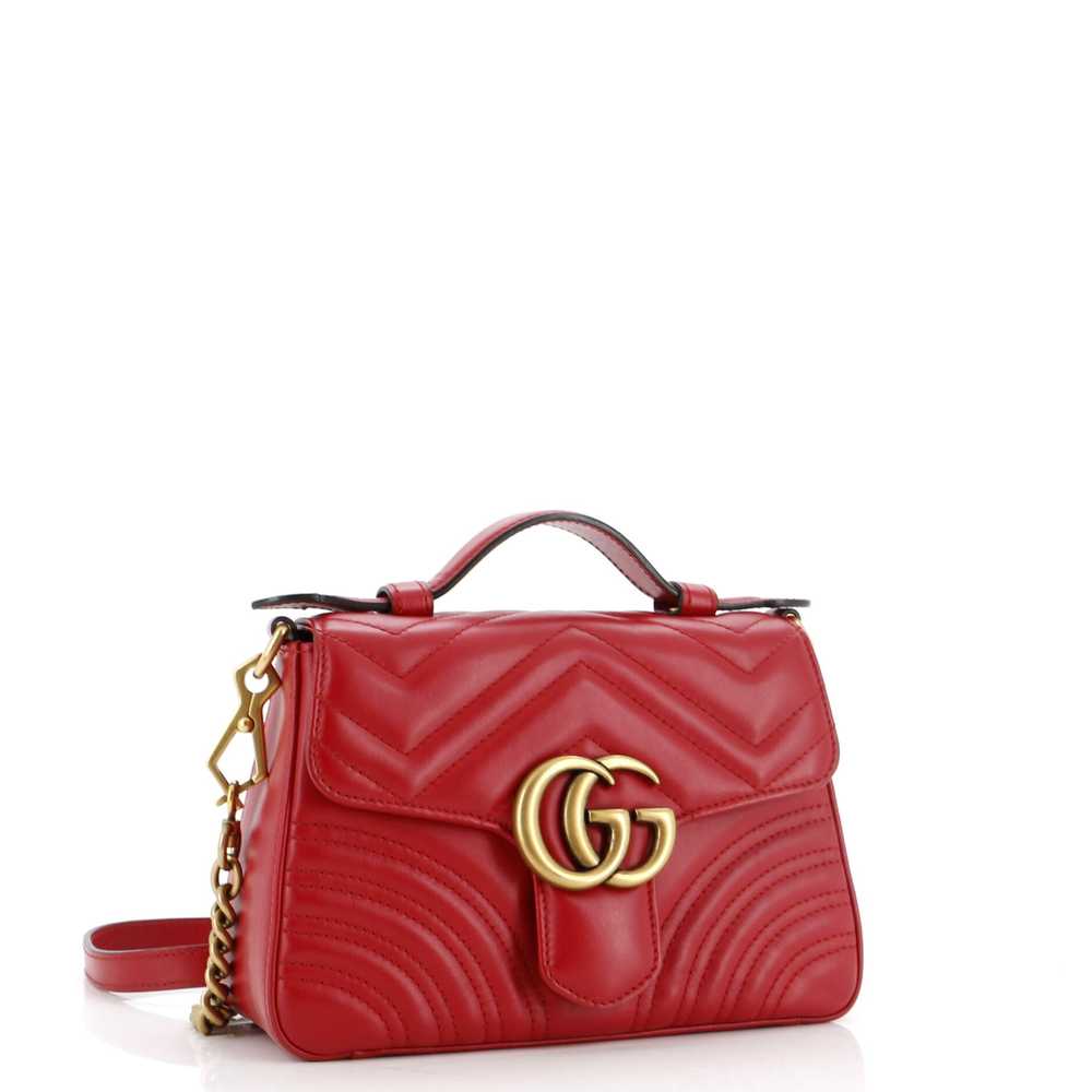 GUCCI GG Marmont Top Handle Flap Bag Matelasse Le… - image 2