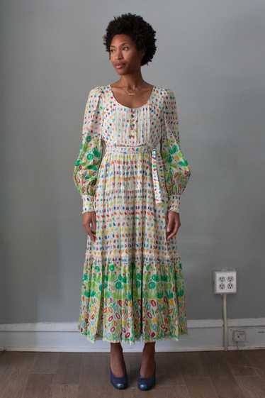 Saks Fifth Avenue 1970s Floral Cotton Dress