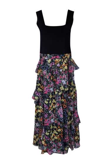 Ted Baker - Black & Multicolor Floral Ruffle Maxi 