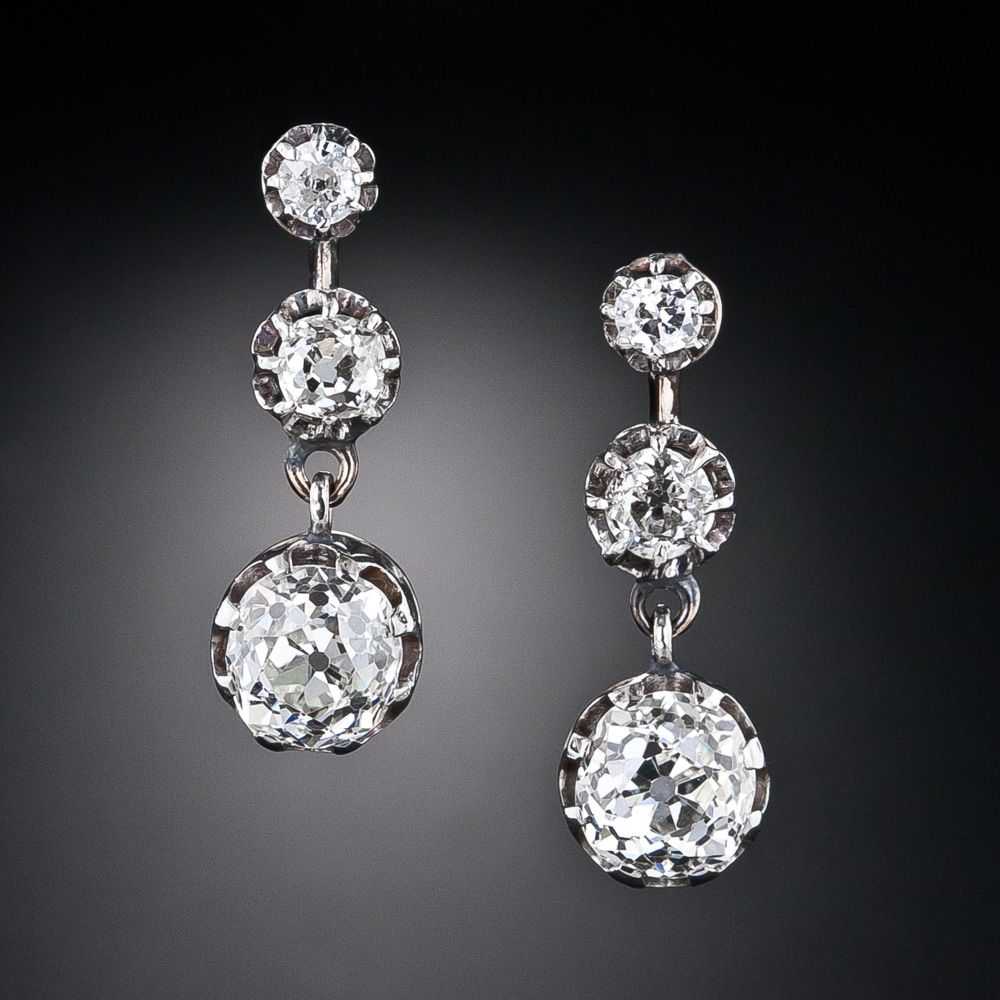 Victorian 2.90 Carat Total Weight Diamond Dangle … - image 1