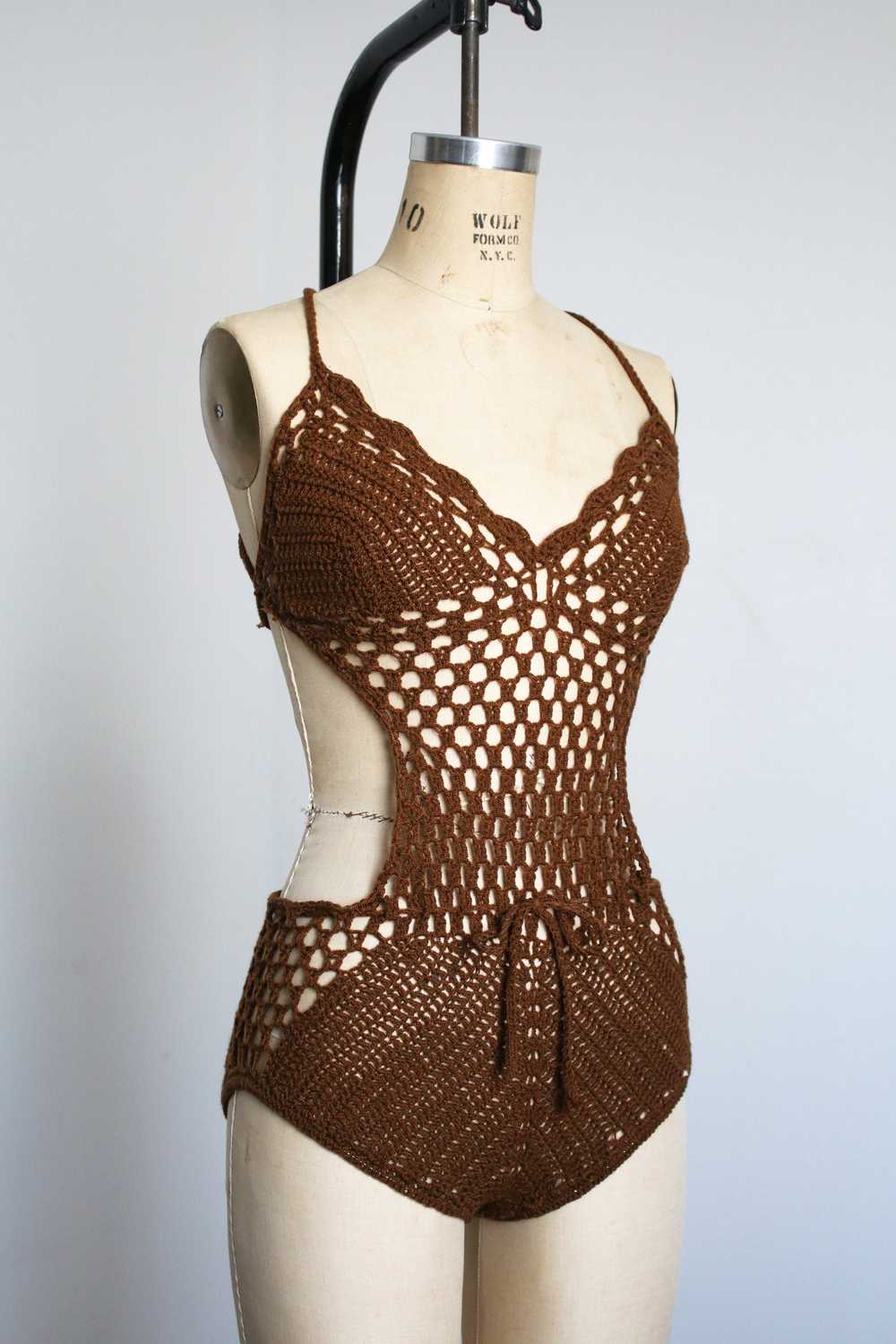 vintage 1960s crochet swimsuit {s} - image 2