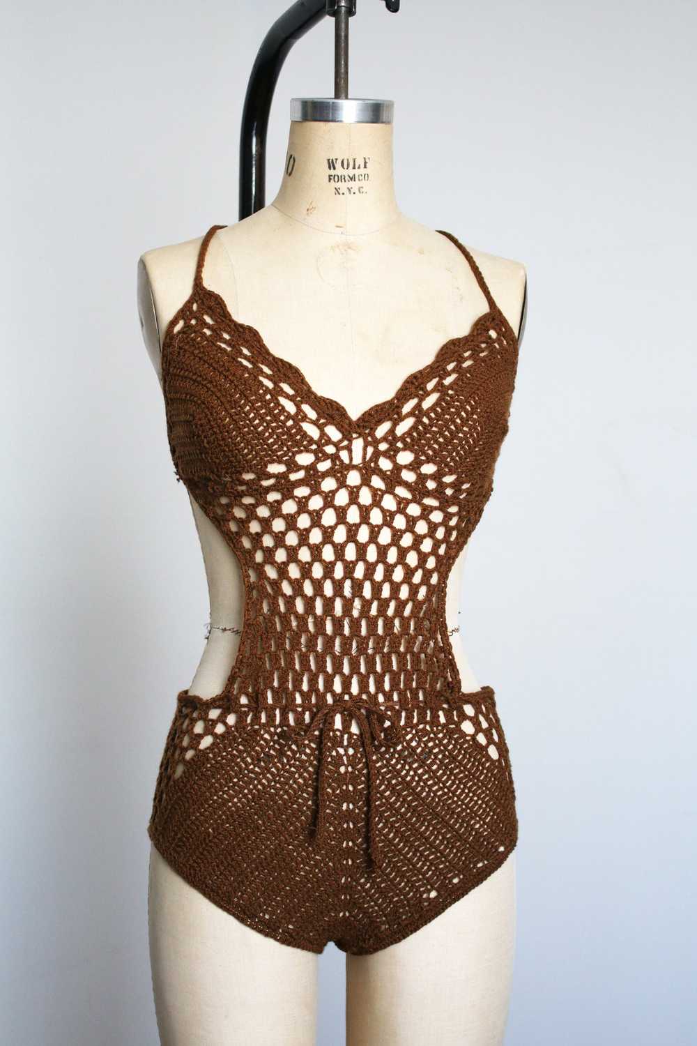 vintage 1960s crochet swimsuit {s} - image 3