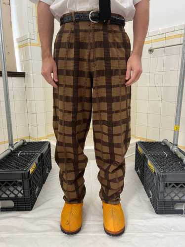 1980s Armani Earth Toned Plaid Trousers