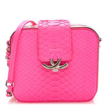 CHANEL Snakeskin Mini CC Box Camera Bag Pink