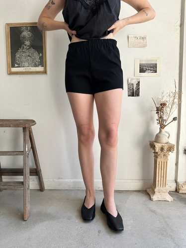 1970s Black Nylon Mini Shorts (S/M)
