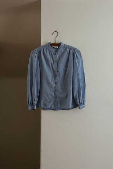 1980's CHAMBRAY PLEAT PEASANT TOP