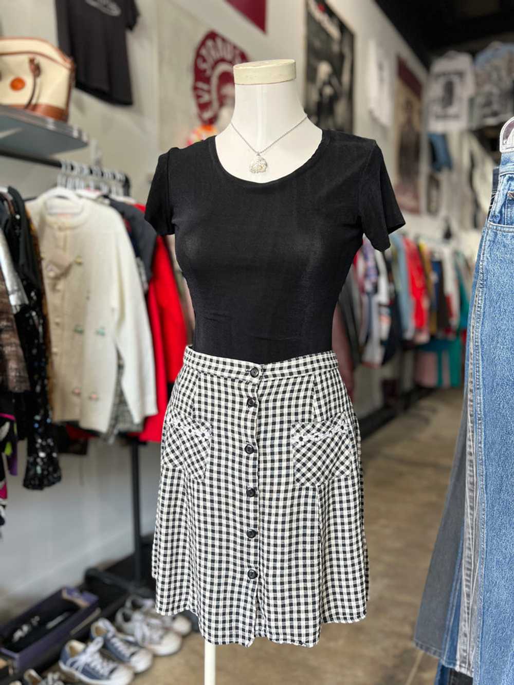 Black and White Gingham Mini Skirt - image 1