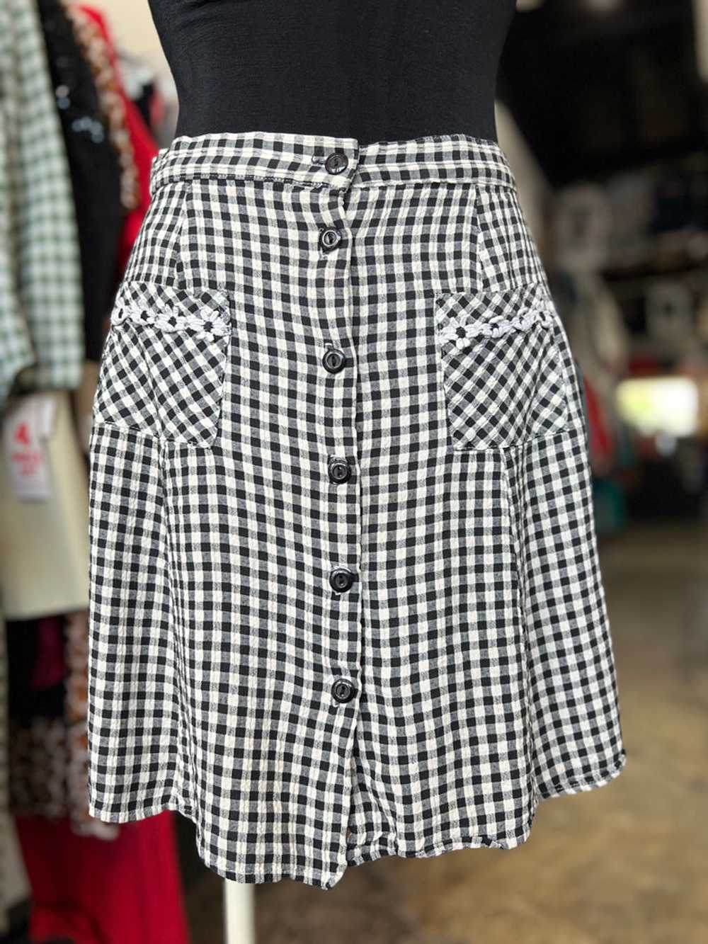 Black and White Gingham Mini Skirt - image 2