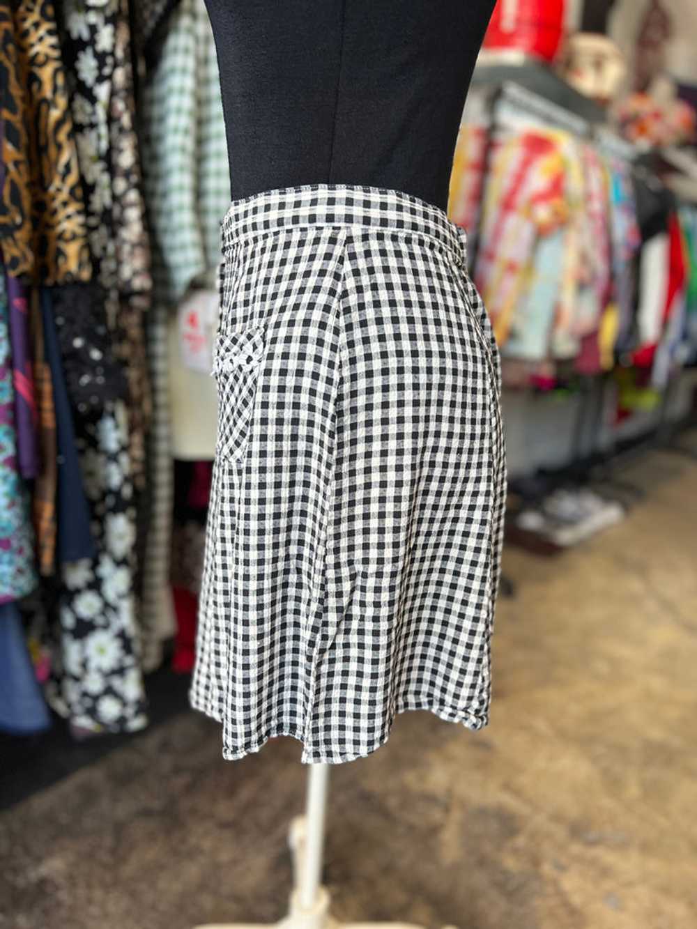 Black and White Gingham Mini Skirt - image 3