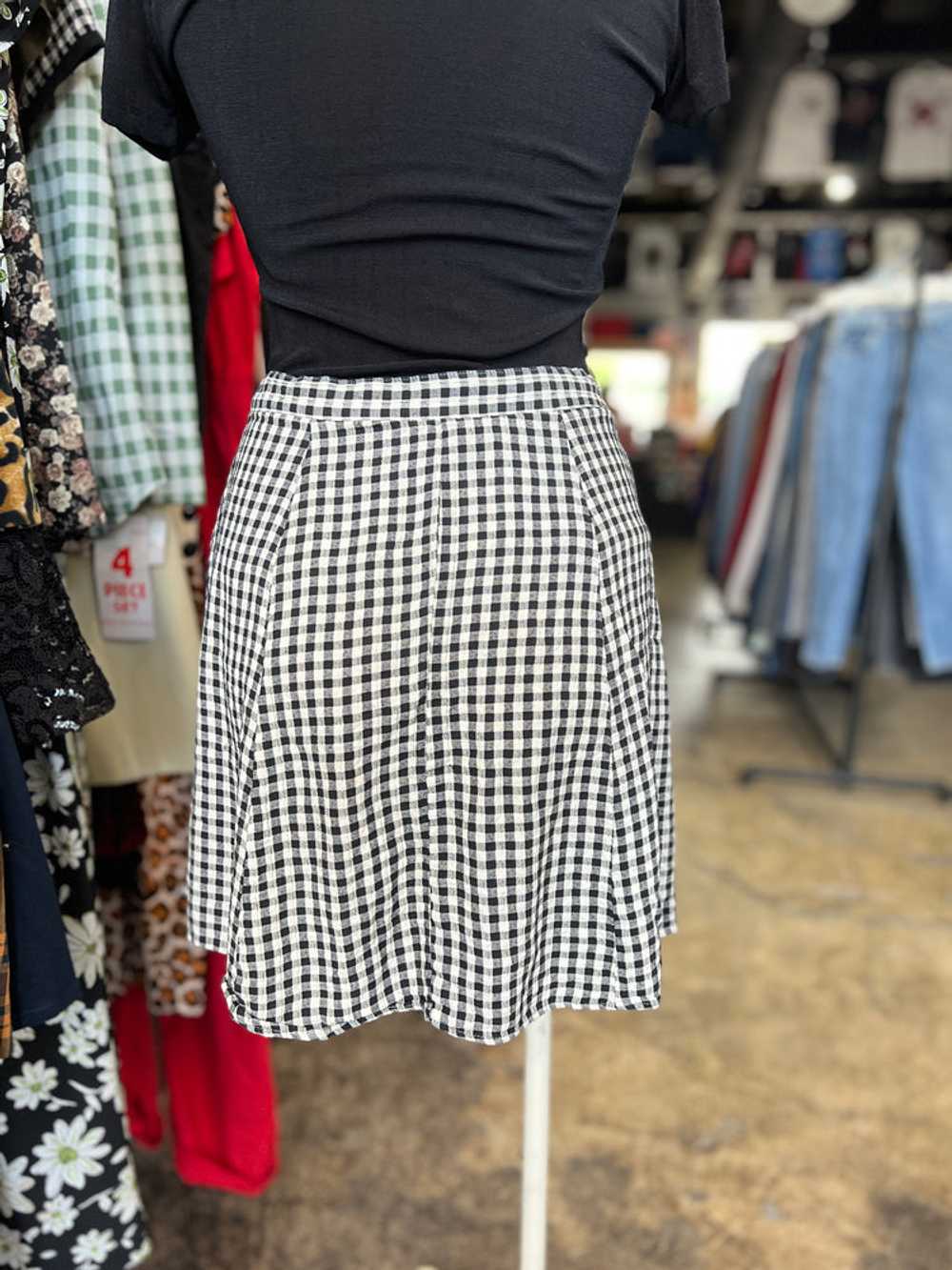 Black and White Gingham Mini Skirt - image 4