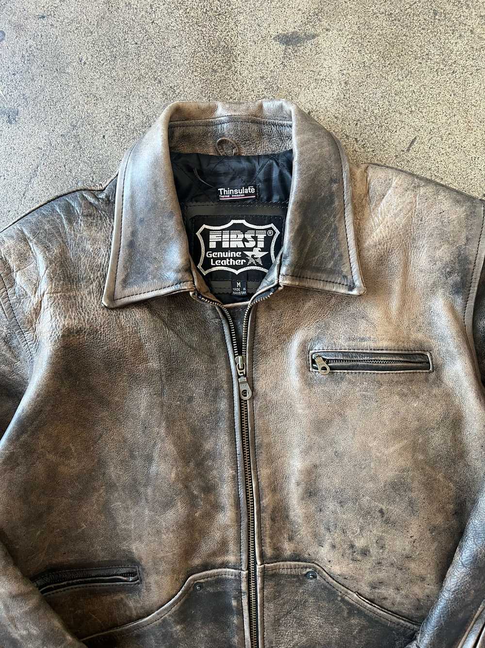 1990s Faded Brown Leather Jacket - image 2