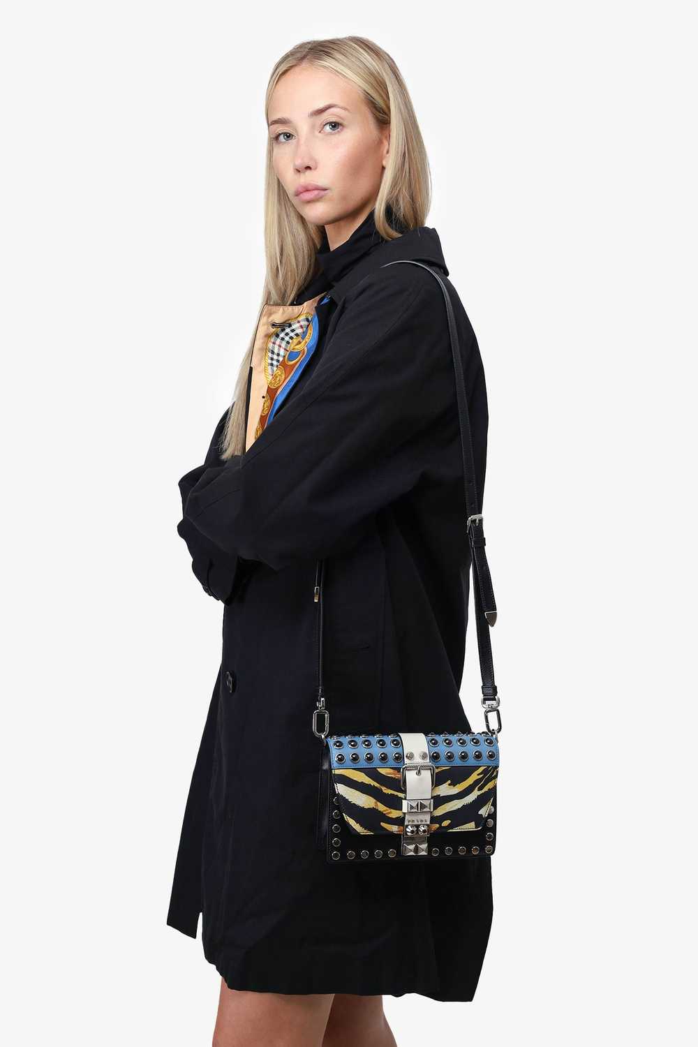 Prada Black City Calf Elektra Studded Shoulder Bag - image 4