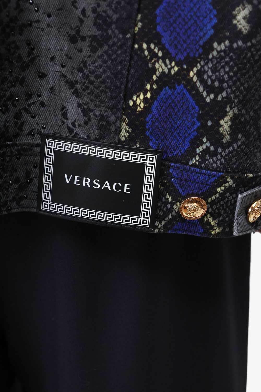 Versace Snakeskin Print Embellished Denim Jacket … - image 4