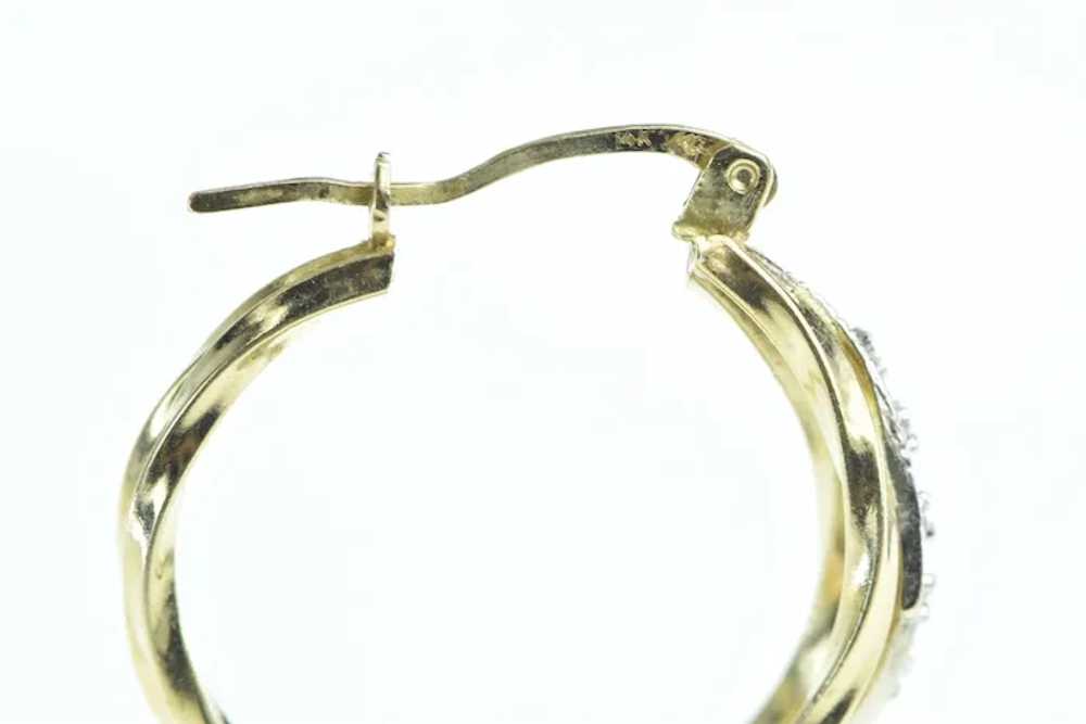 14K 22.3mm Vintage Diamond Twist Hoop Earrings Ye… - image 3