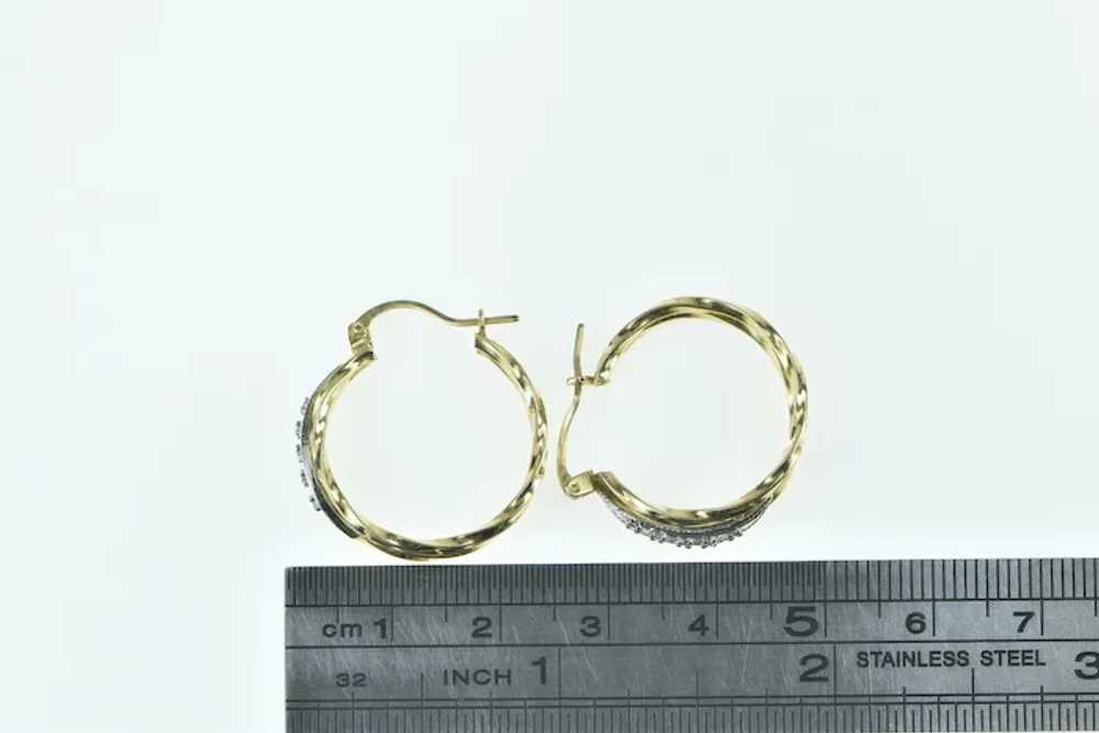 14K 22.3mm Vintage Diamond Twist Hoop Earrings Ye… - image 4