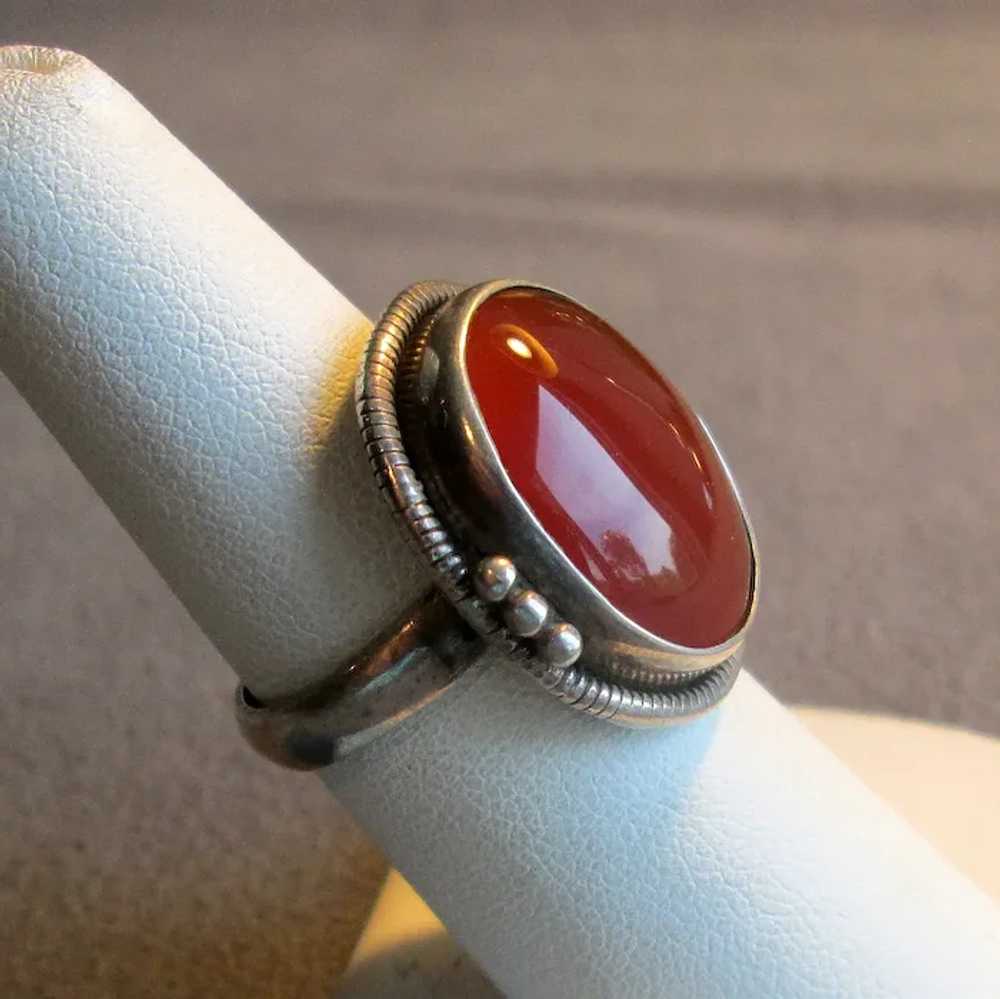 Sterling Silver and Carnelian Ring - image 3