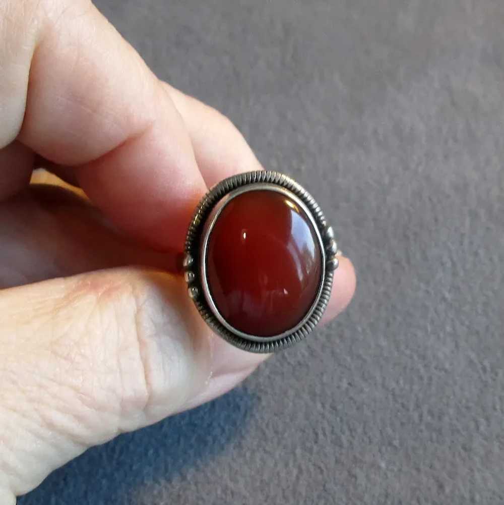 Sterling Silver and Carnelian Ring - image 7