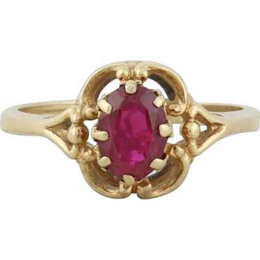 10k Yellow Gold Lab Created Ruby Ring Size 6 3/4 - image 1