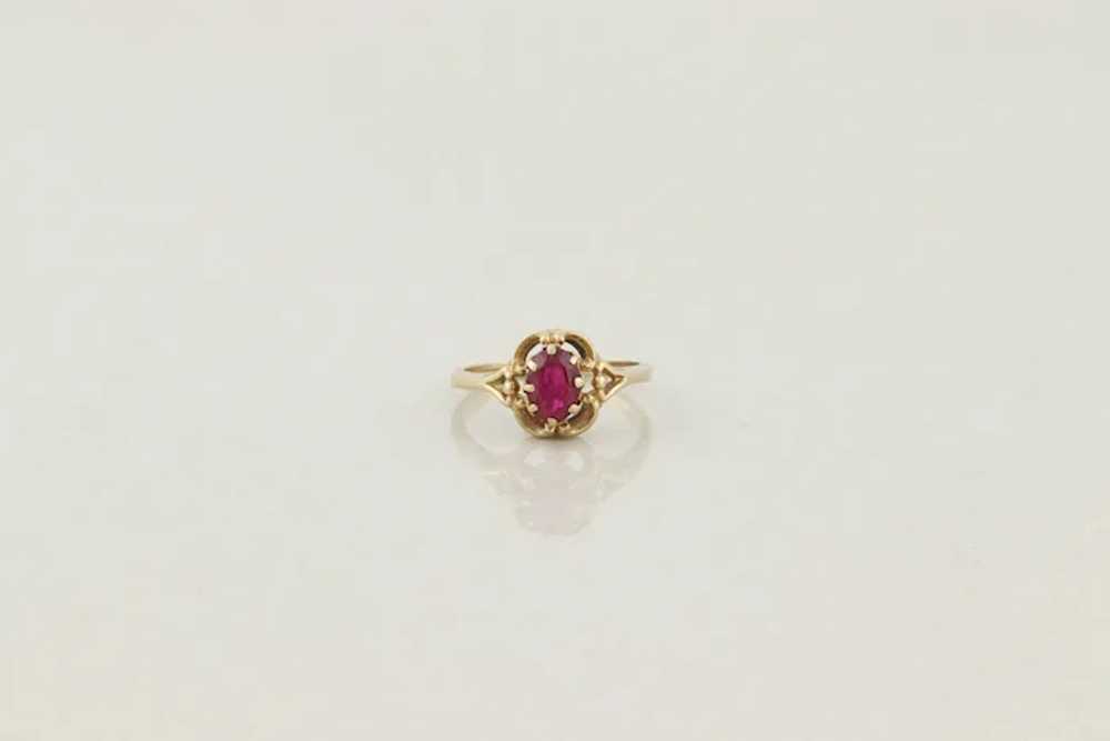 10k Yellow Gold Lab Created Ruby Ring Size 6 3/4 - image 5