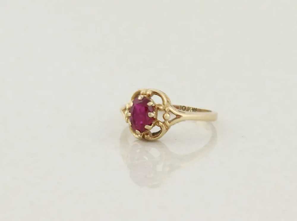 10k Yellow Gold Lab Created Ruby Ring Size 6 3/4 - image 6