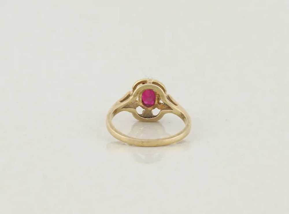 10k Yellow Gold Lab Created Ruby Ring Size 6 3/4 - image 7