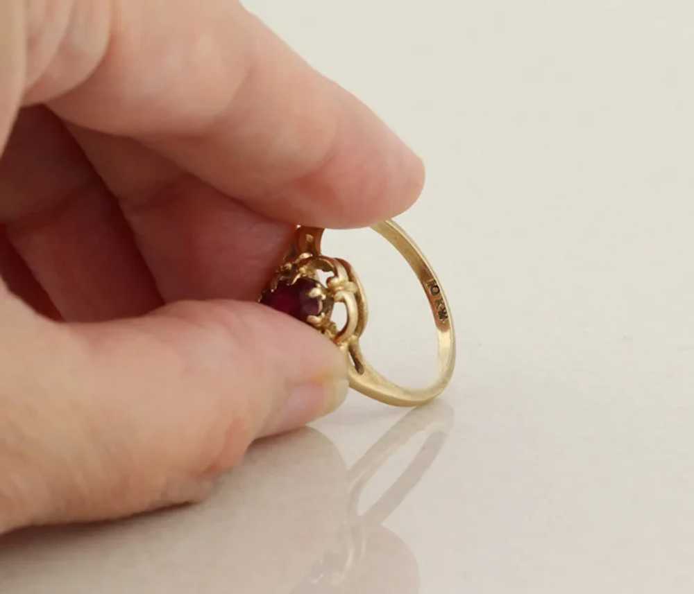 10k Yellow Gold Lab Created Ruby Ring Size 6 3/4 - image 8