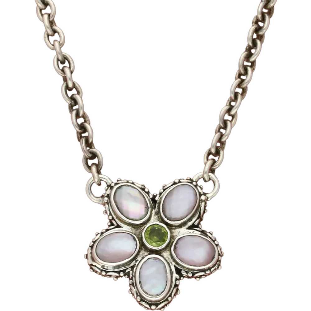 Fusion Sterling Silver Peridot & Faceted Abalone … - image 1