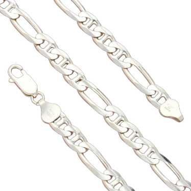 Sterling Silver Mens Italy 6Mm Figaro Chain Neckl… - image 1