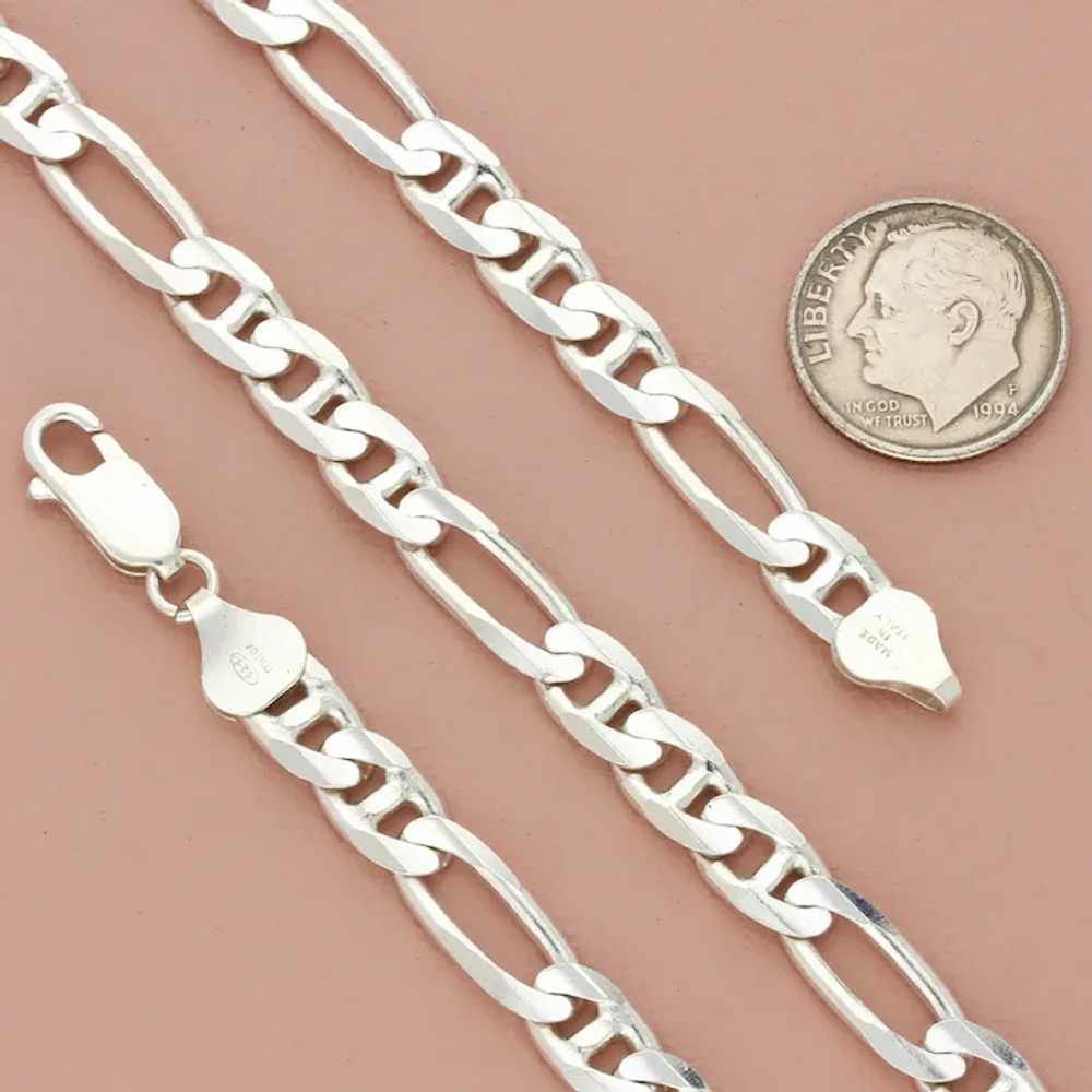 Sterling Silver Mens Italy 6Mm Figaro Chain Neckl… - image 4