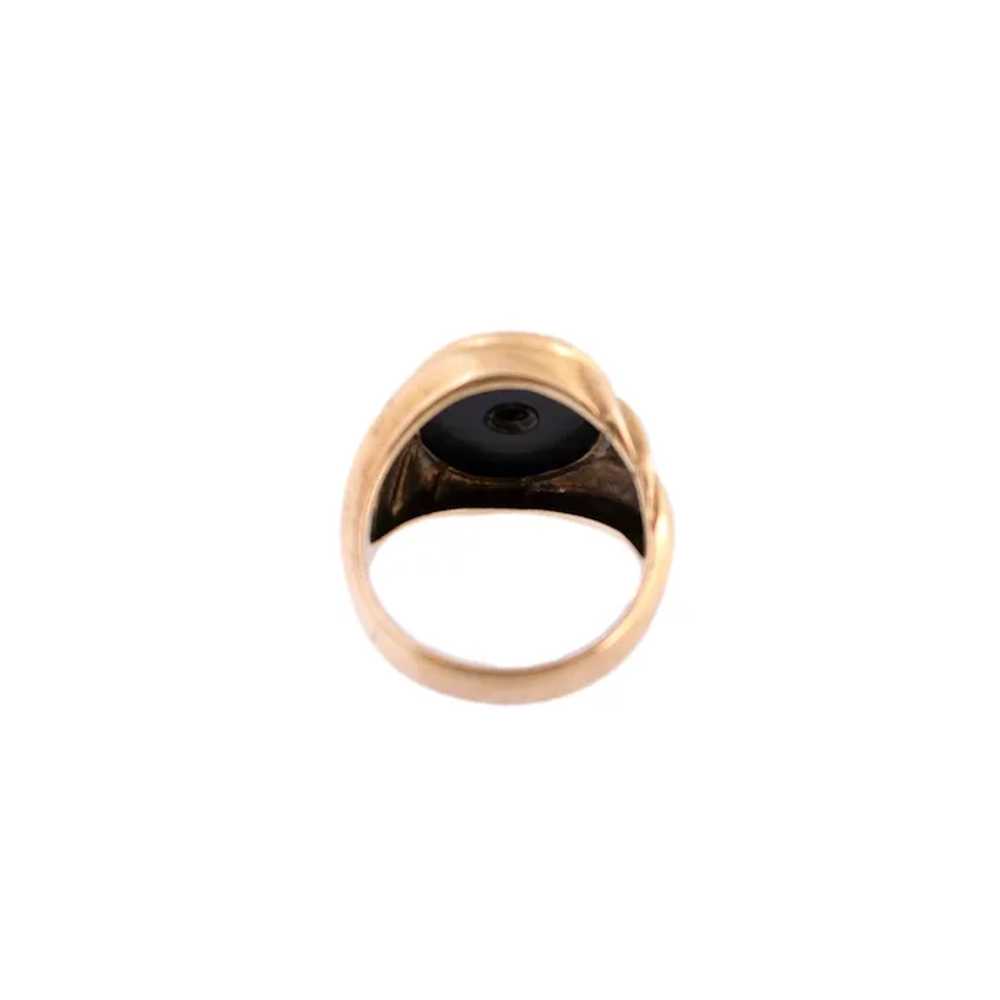 10K Gold Onyx and Diamond Fluted Gent's Ring - image 3