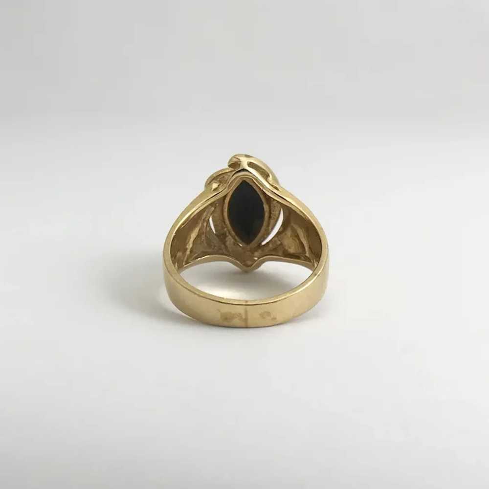 Vintage Marquise Black Onyx Cocktail Ring 14K Yel… - image 10