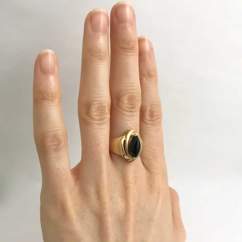 Vintage Marquise Black Onyx Cocktail Ring 14K Yel… - image 3