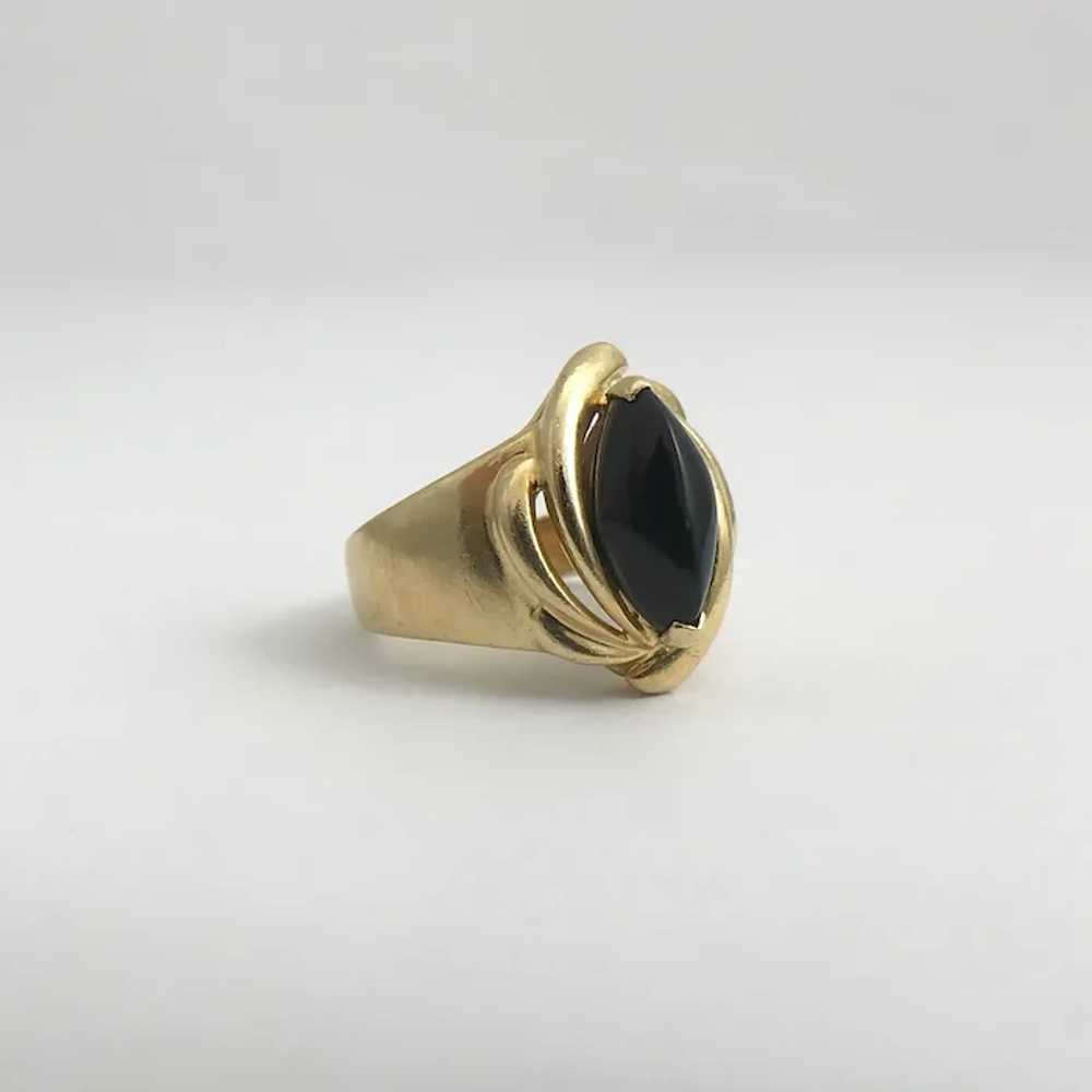 Vintage Marquise Black Onyx Cocktail Ring 14K Yel… - image 7