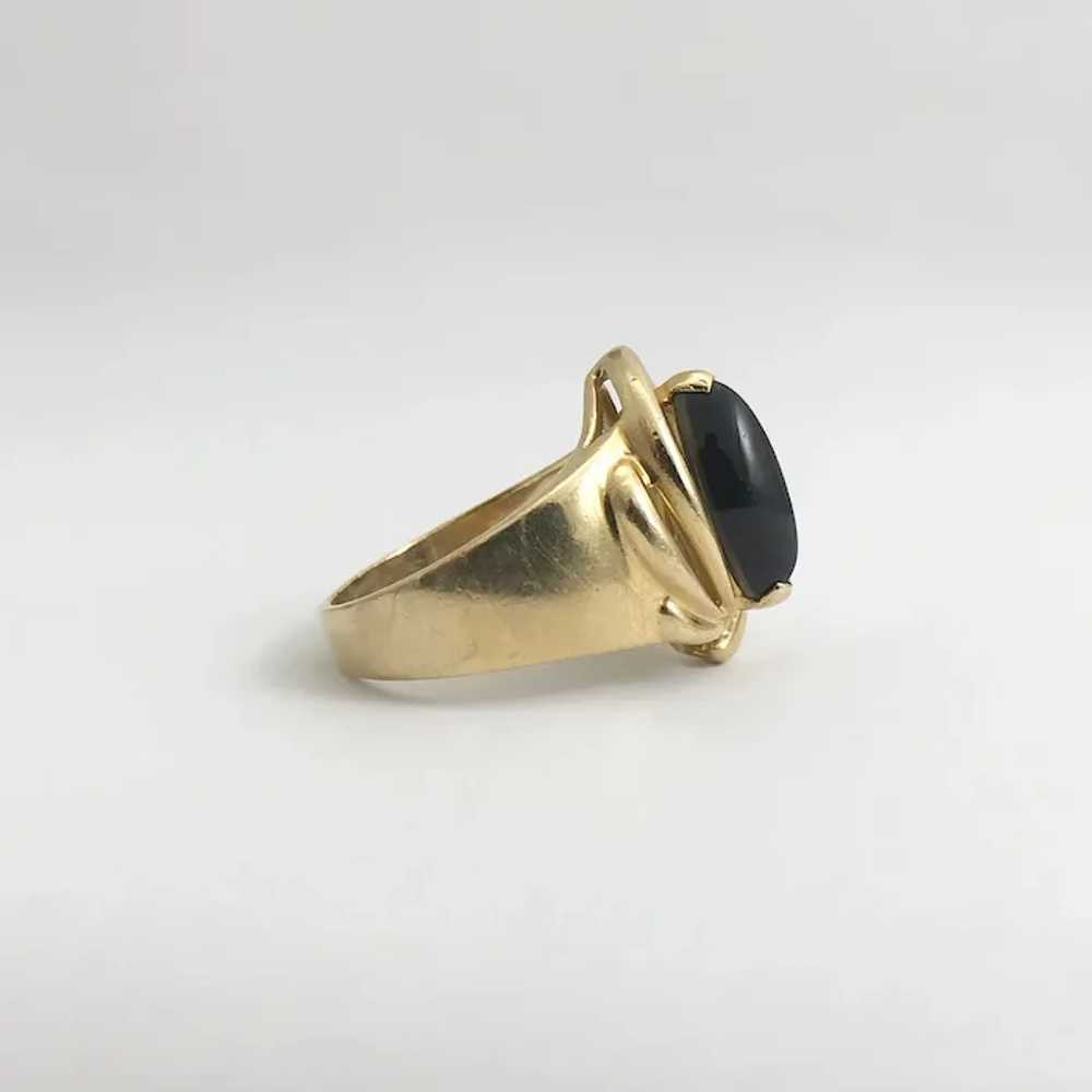 Vintage Marquise Black Onyx Cocktail Ring 14K Yel… - image 8